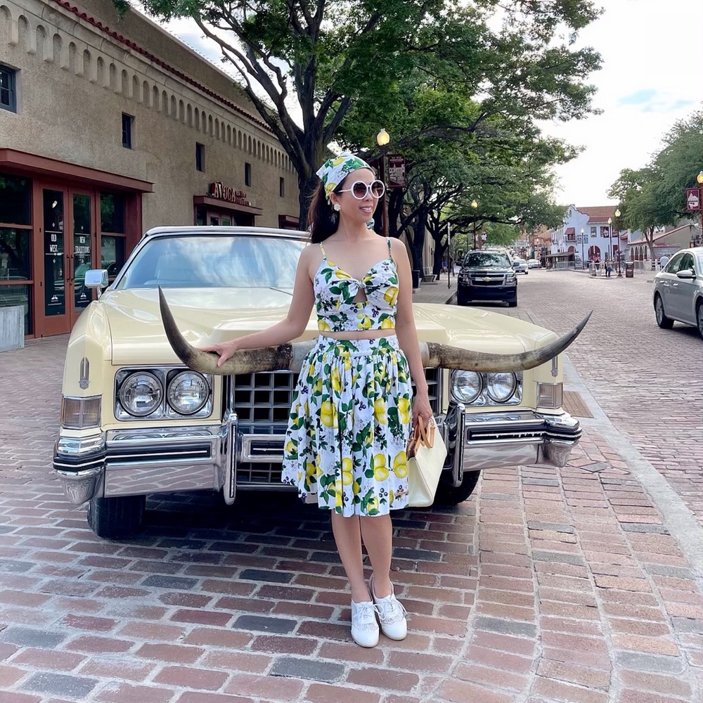 Lemon print skirt matching top